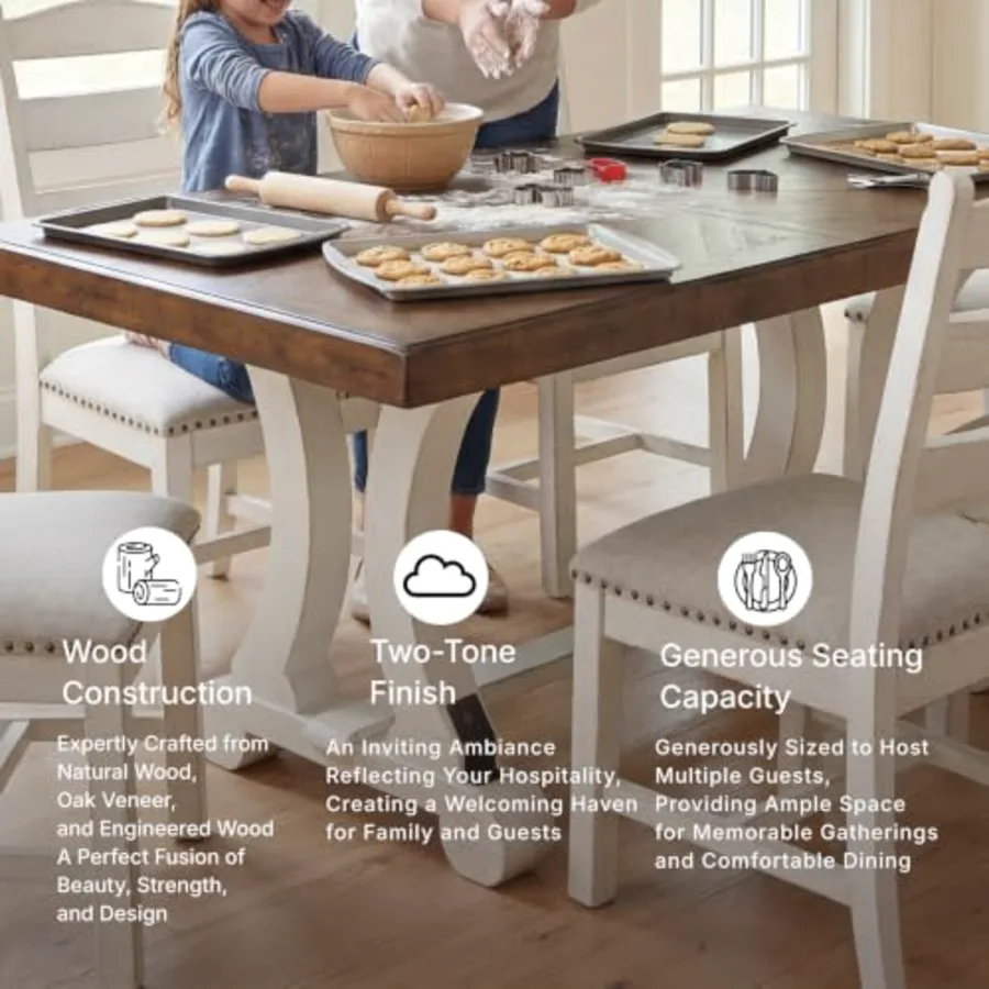 Valebeck Farmhouse Rectangular Extension Dining Table view 4