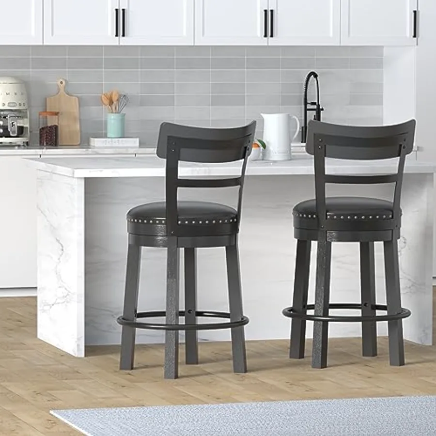 Valebeck Faux Leather Upholstered Swivel Barstool view 2