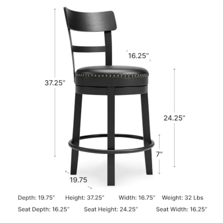 Valebeck Faux Leather Upholstered Swivel Barstool view 3