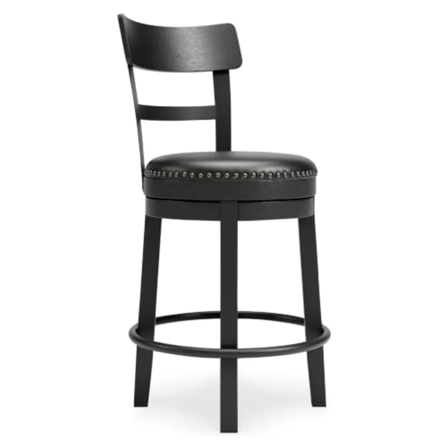 Valebeck Faux Leather Upholstered Swivel Barstool