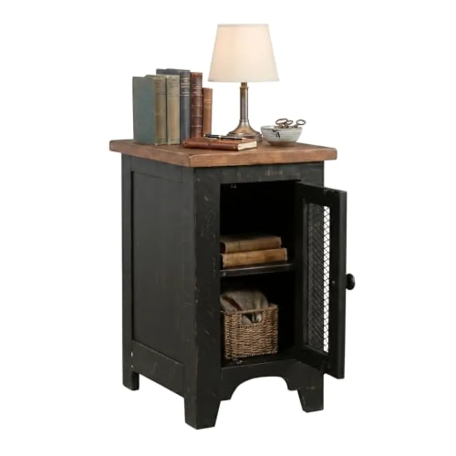 Valebeck Rustic Farmhouse Chair Side End Table with Cabinet