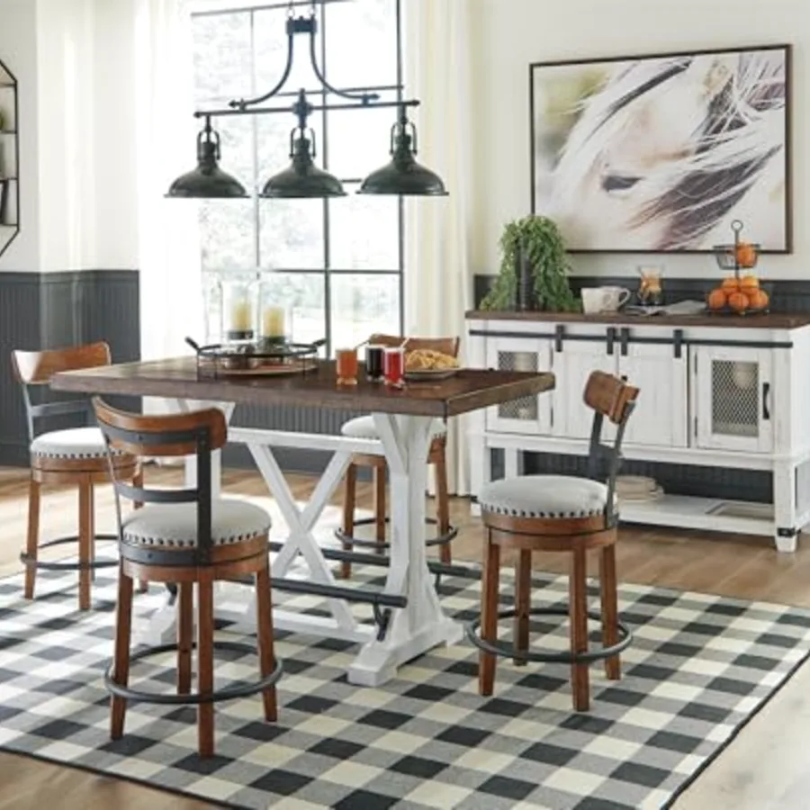 Valebeck Rustic Farmhouse Swivel Bar Stool view 2