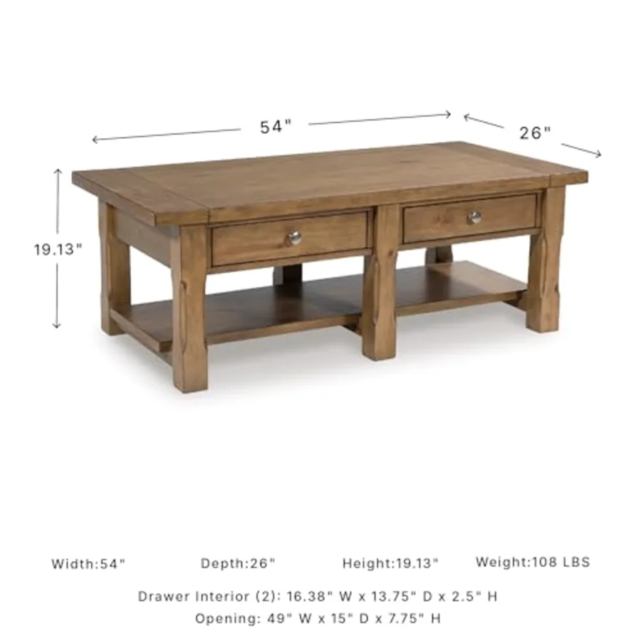 Vandenmore Casual Rectangular Coffee Table with 2 Drawers view 2
