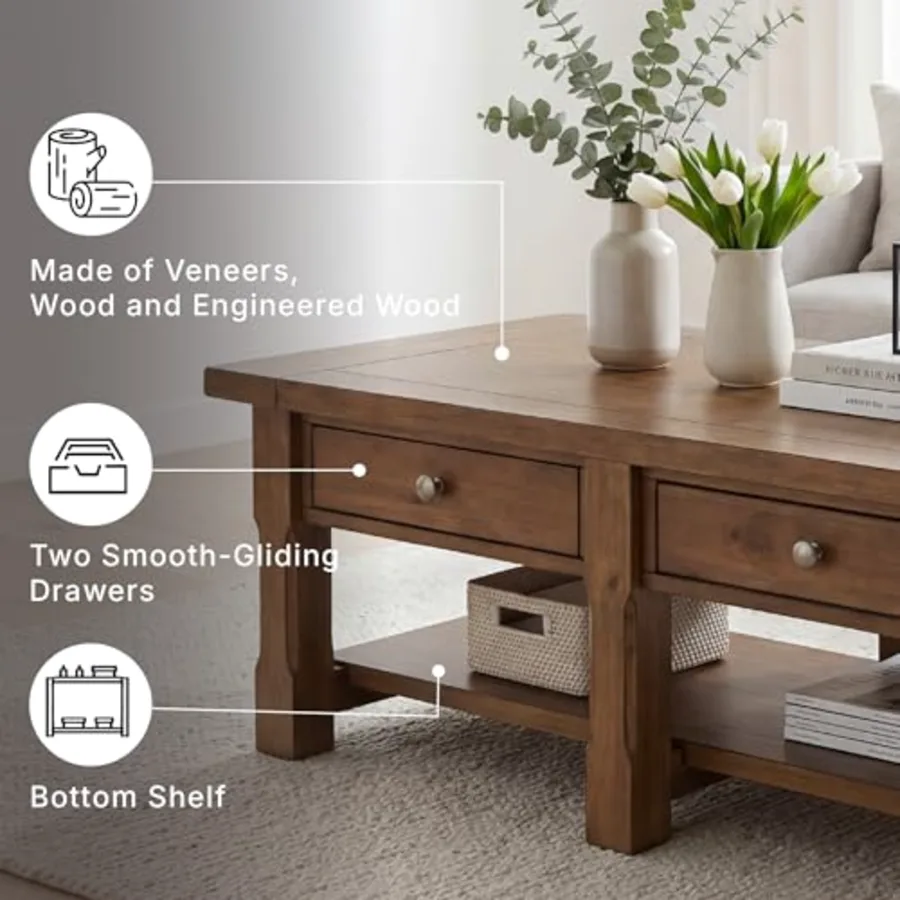 Vandenmore Casual Rectangular Coffee Table with 2 Drawers view 3