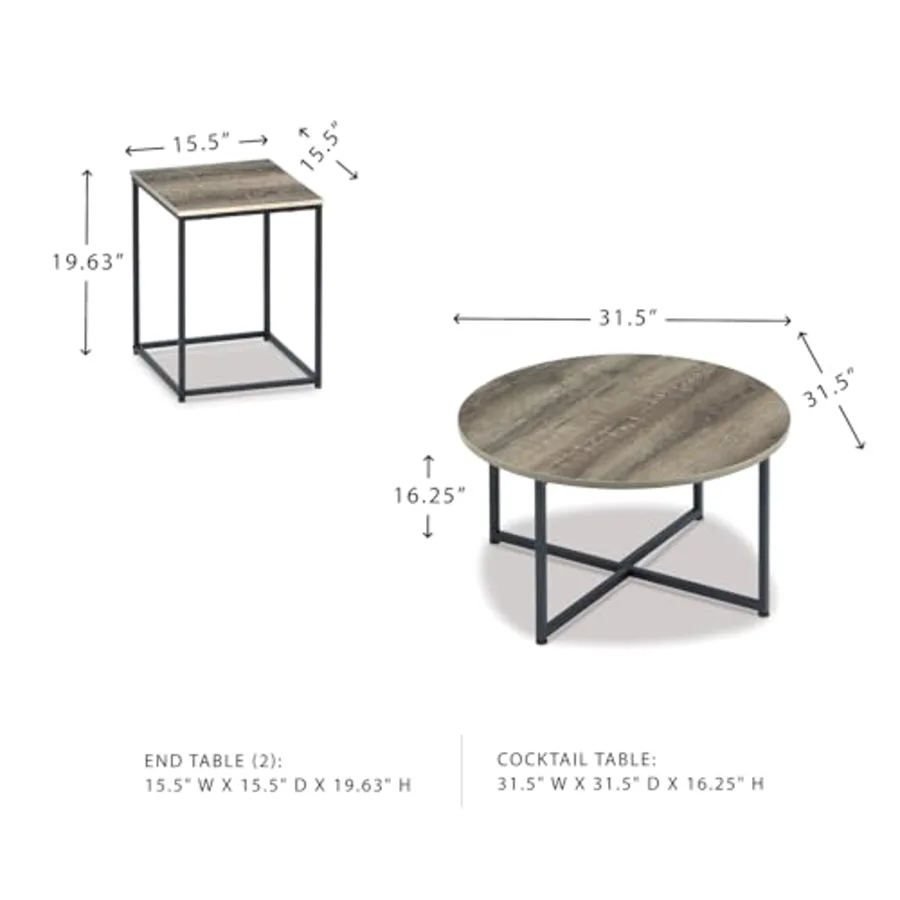 Wadeworth Urban Wood Grain 3-Piece Table Set view 3