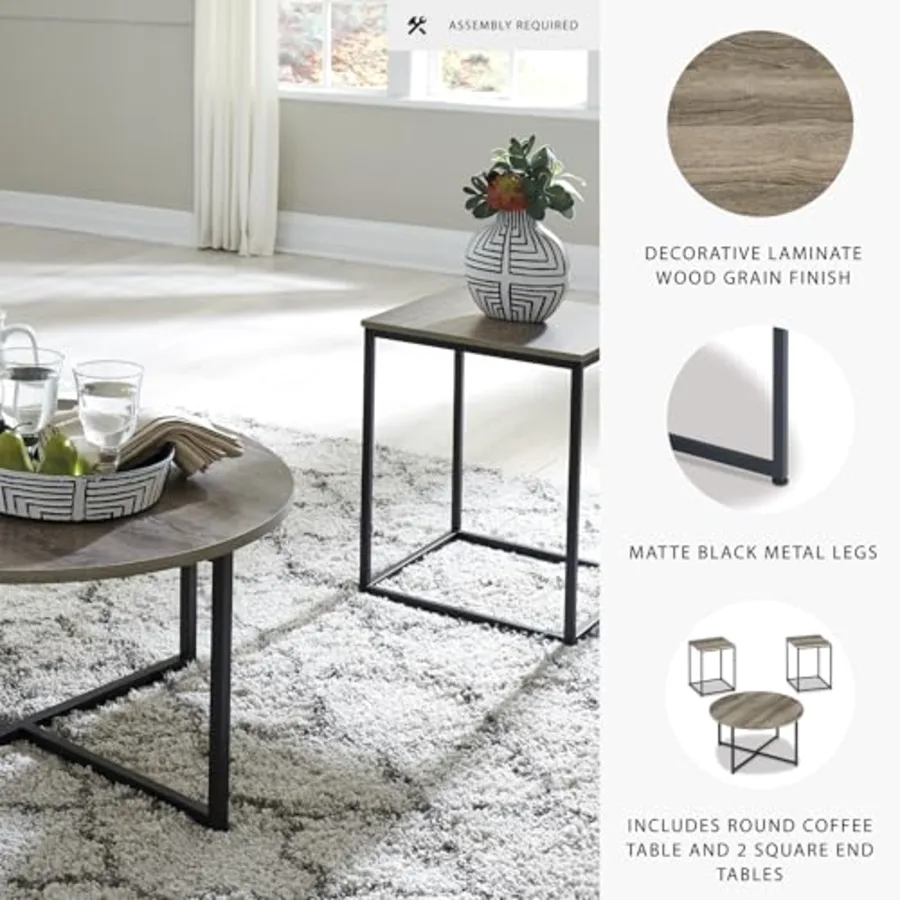 Wadeworth Urban Wood Grain 3-Piece Table Set view 4