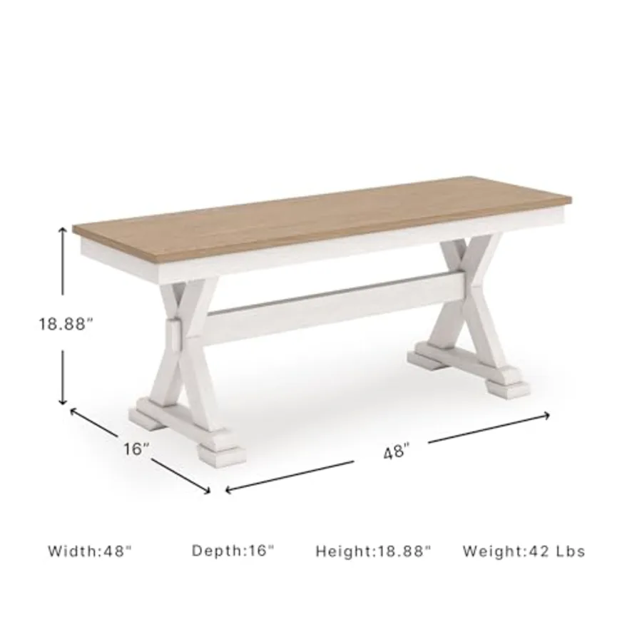 Westlinport Farmhouse 48" Dining Bench with Antiqued Finish view 3