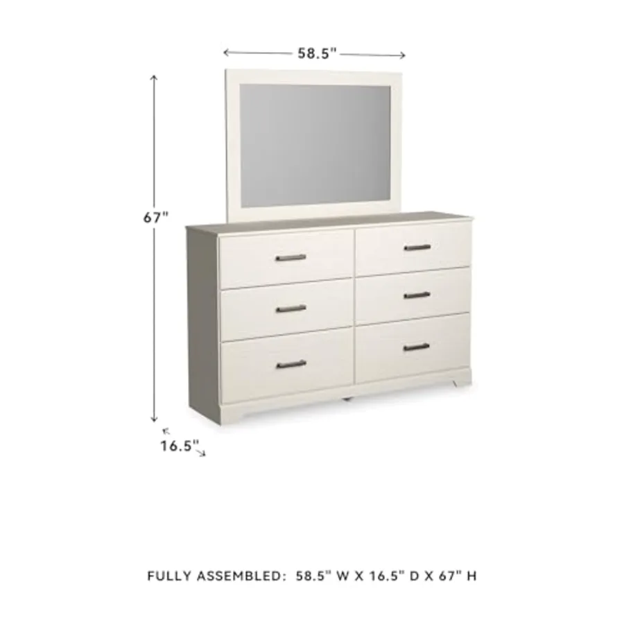 White 6 Drawer Dresser with Mirror for Bedroom view 3