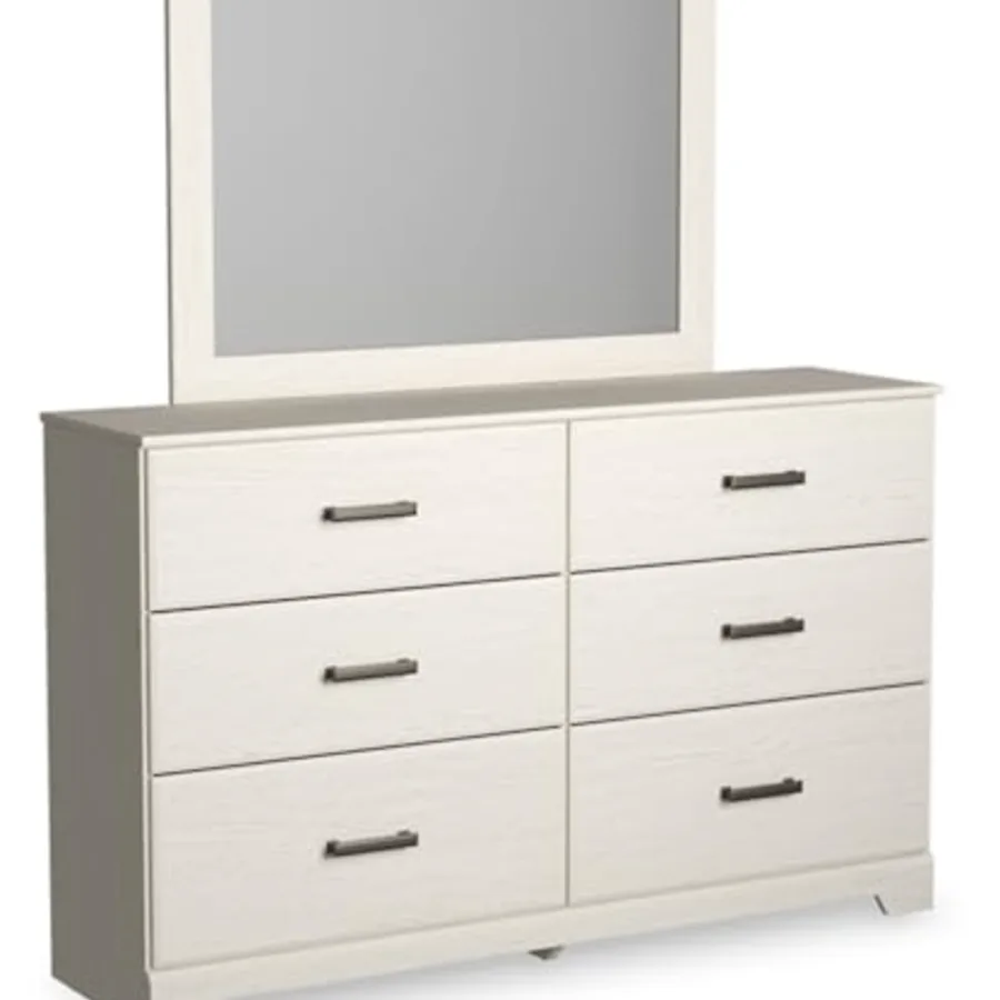 White 6 Drawer Dresser with Mirror for Bedroom