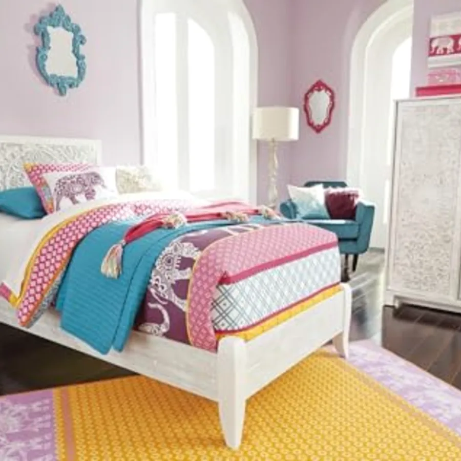 White Twin Boho Headboard view 2