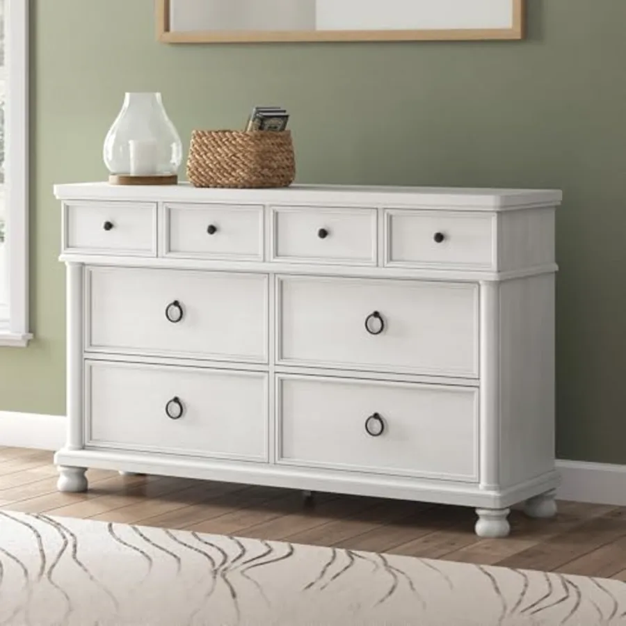 White Wood Drawer Dresser for Bedroom view 2