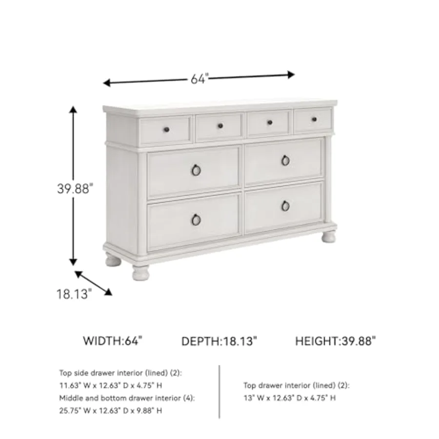 White Wood Drawer Dresser for Bedroom view 3