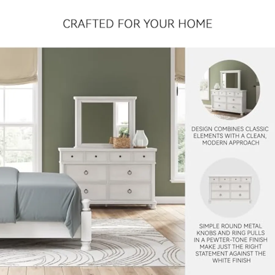 White Wood Drawer Dresser for Bedroom view 5