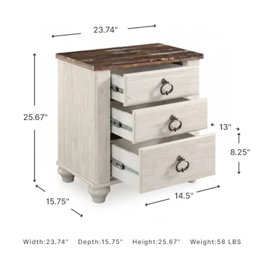 Willowton 2 Drawer Nightstand view 3