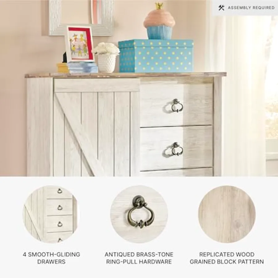 Willowton White Bedroom Dresser view 4