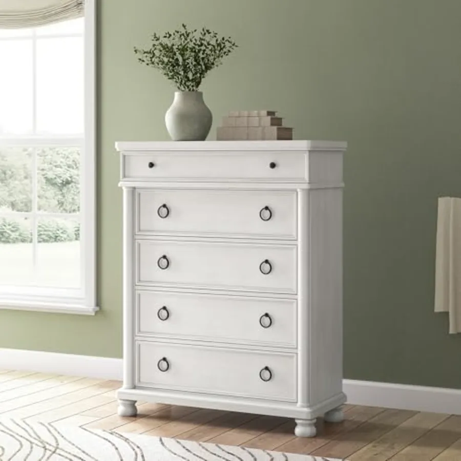 Wood 5 Drawer Chest of Drawers view 2