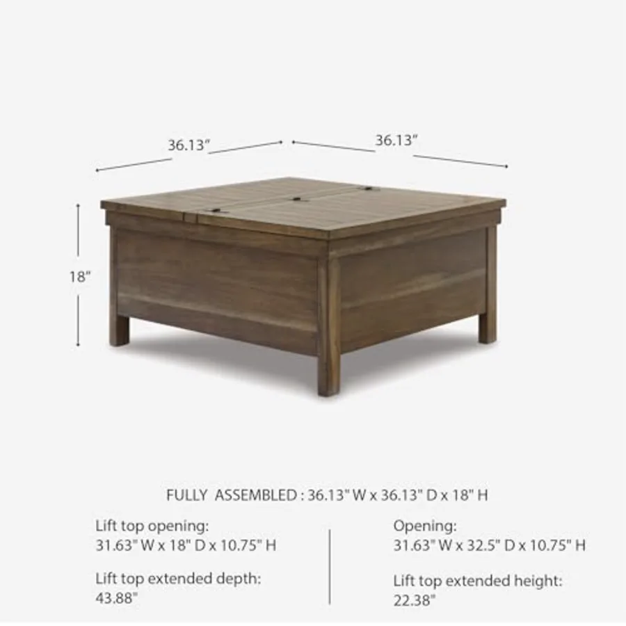 Wood Lift-Top Coffee Table with Storage view 2
