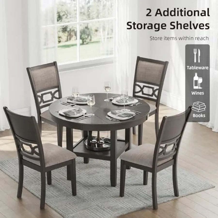 Wrenning 5-Piece Transitional Dining Table with Chairs Set view 3