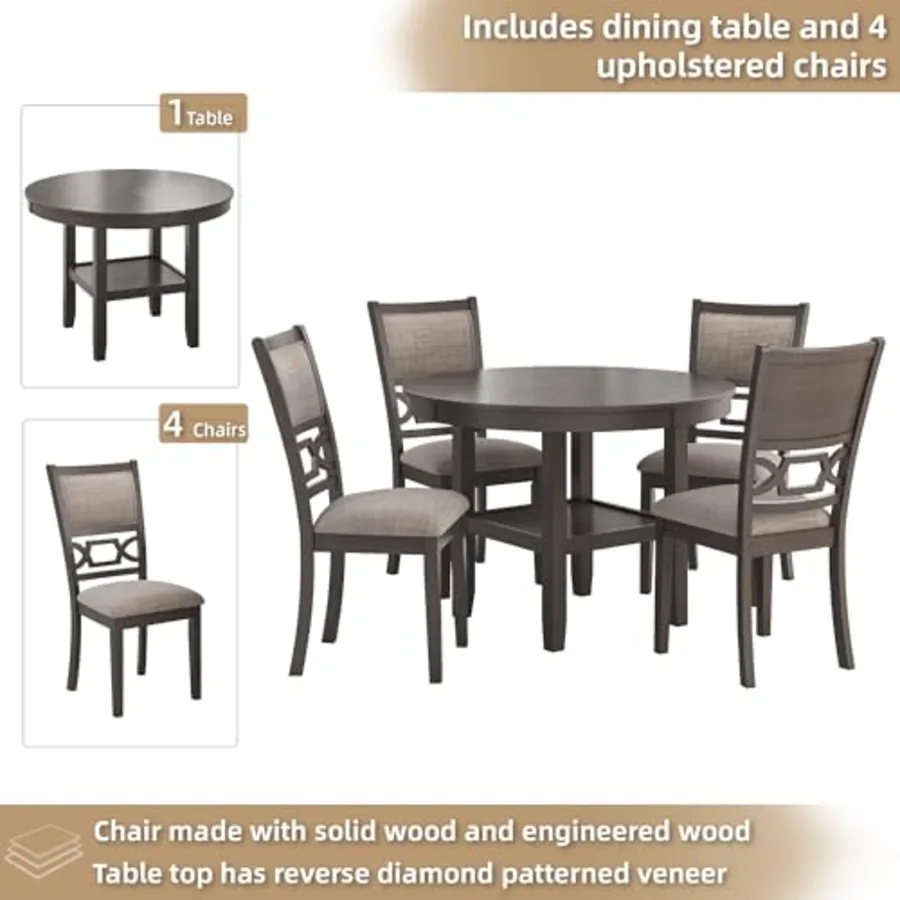 Wrenning 5-Piece Transitional Dining Table with Chairs Set view 5