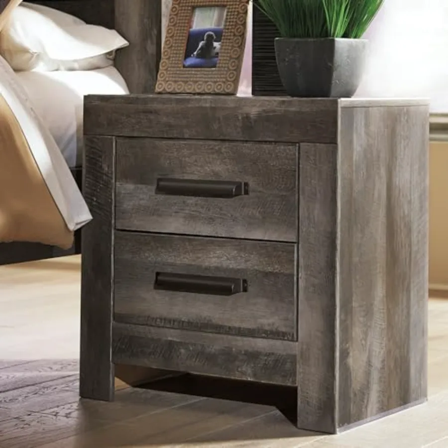 Wynnlow Grey 2-Drawer Nightstand with USB Ports view 2