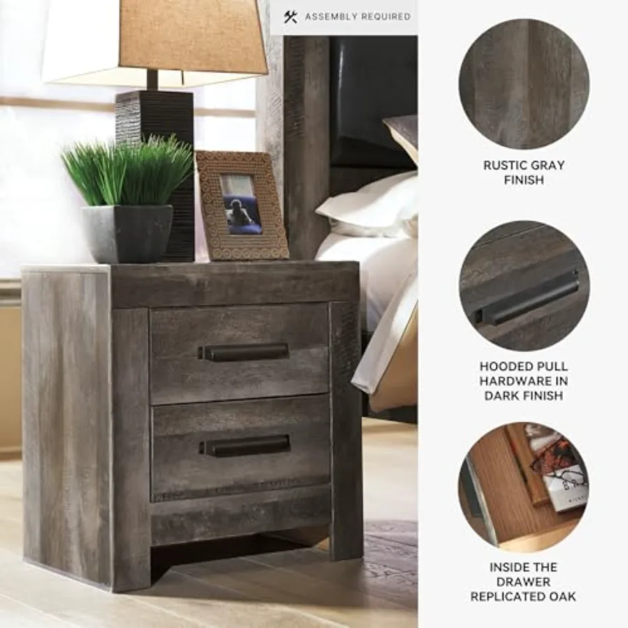 Wynnlow Grey 2-Drawer Nightstand with USB Ports view 4