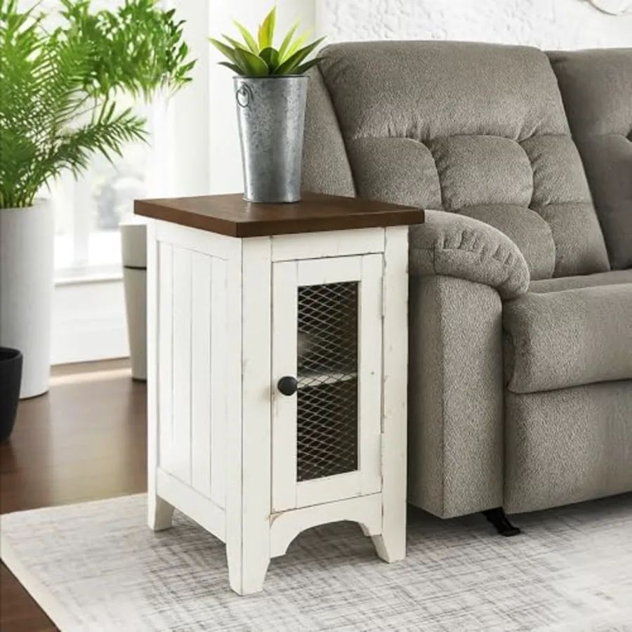 Wystfield Farmhouse Chair Side End Table with Cabinet Door view 2