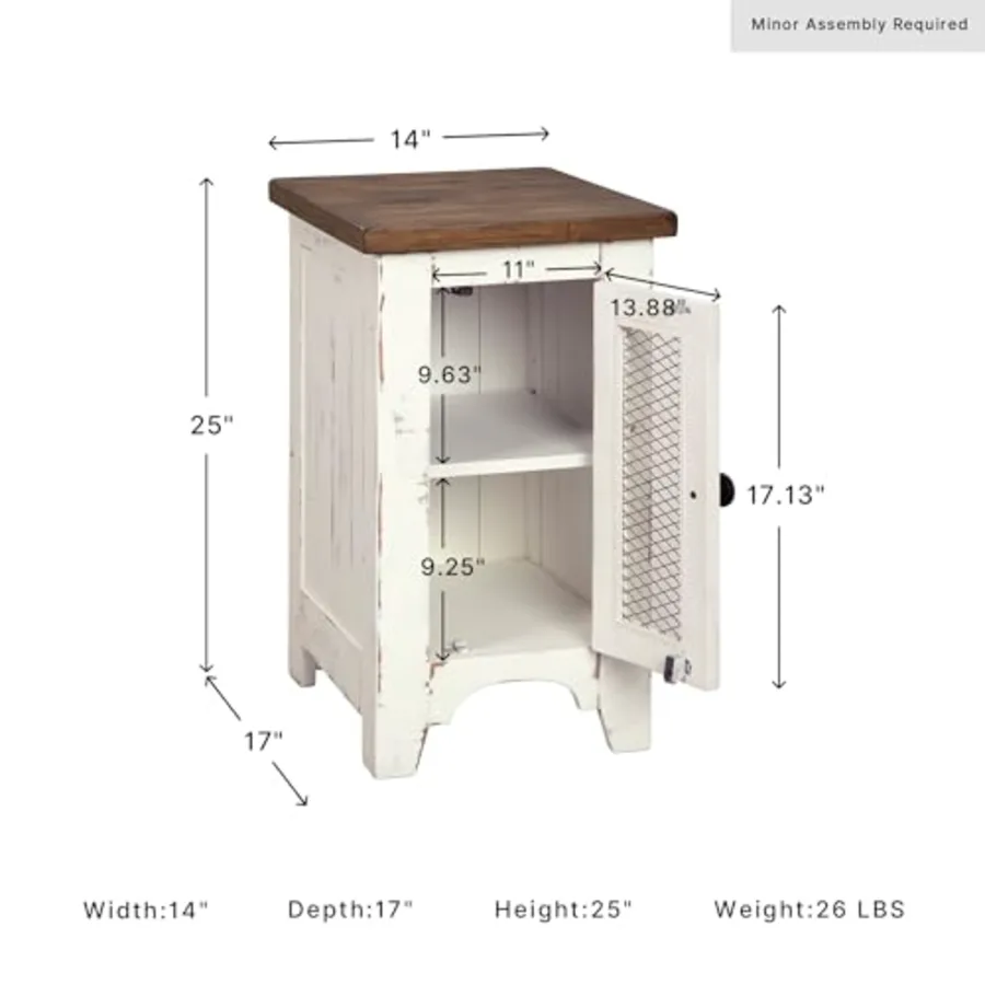 Wystfield Farmhouse Chair Side End Table with Cabinet Door view 3