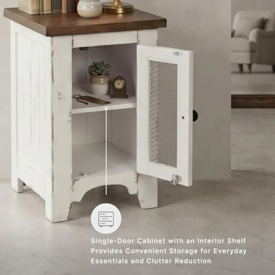 Wystfield Farmhouse Chair Side End Table with Cabinet Door view 4