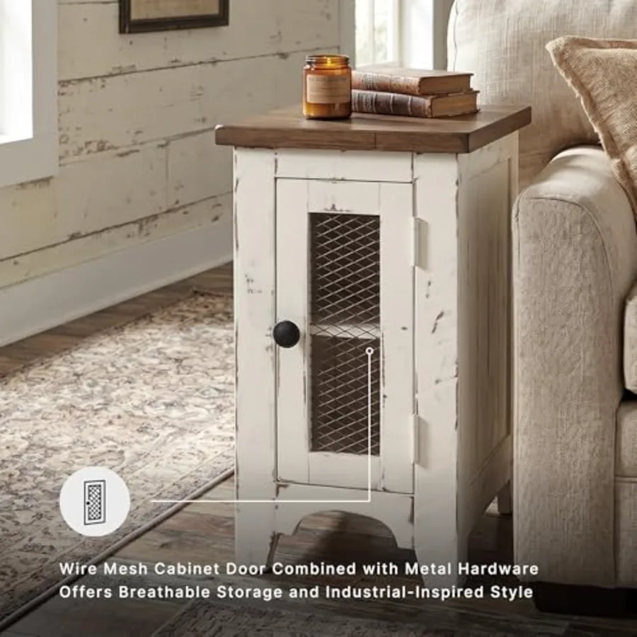 Wystfield Farmhouse Chair Side End Table with Cabinet Door view 5